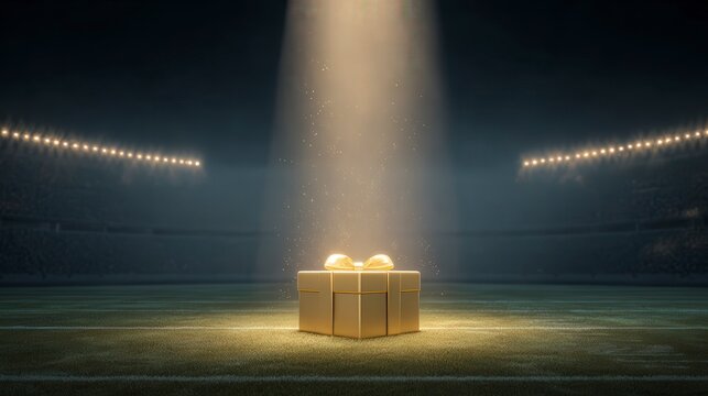 Gift box with two glowing candles under a tall pillar