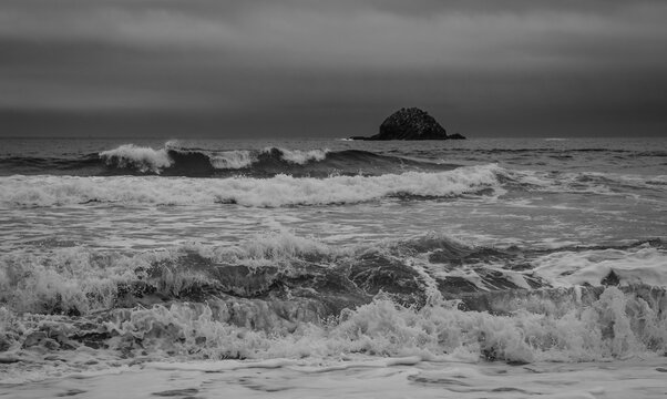 Stormy seaside on the atlantic coast of france.