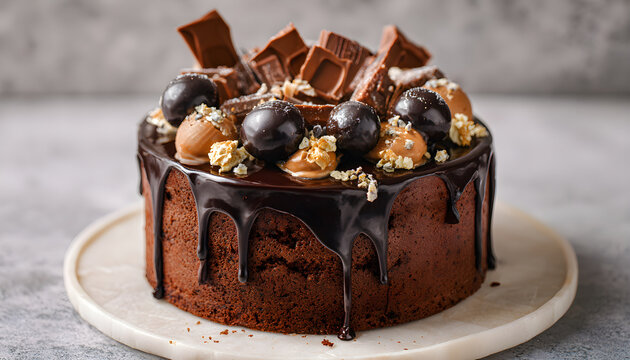 Cake toppings with chocolate flakes and jaffas