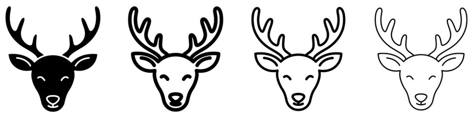 Fototapeta premium Deer head line icon for wildlife and nature design. Vector illustration.