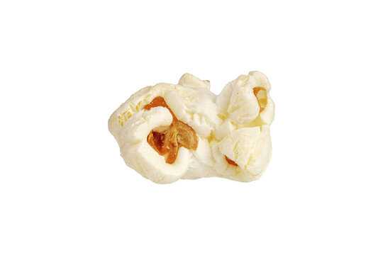 Small group of popcorn kernels representing fun and entertainment. Clear studio isolate on white. Great for social media content, streaming service ads, and family event promotions.