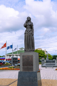 Virginia Beach Virginia - June 17 2026: The Norwegian Lady Statue at the Virginia Beach Oceanfront Memorial to a Shipwreck