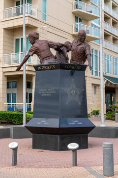 Virginia Beach Virginia - June 17 2026: Virginia Beach Law Enforcement Memorial at the Oceanfront Boardwalk