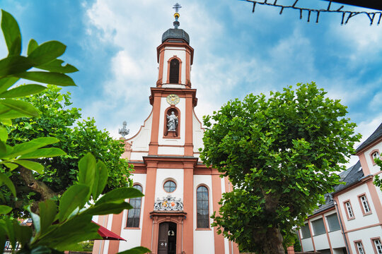 Heusenstamm, Hesse, Germany - 5 July 2026.  Church in the old town of Heusenstamm