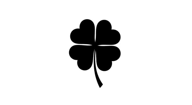 Minimal black silhouette icon, simple flat vector, bold black shape, no gradients, no shading black fourleaf clover silhouette icon on a, flat icon style