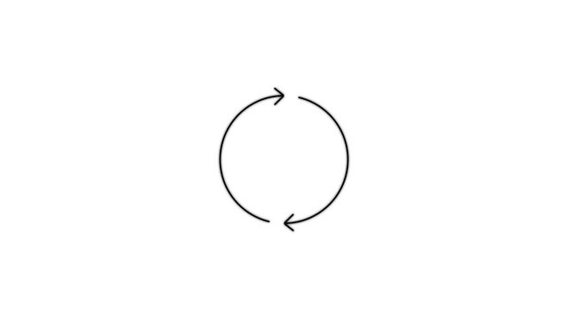 Animation of rotation of movement in a circle arrows.Seamless loop of glowing gradient refresh icon and sync arrows animation for loading screen
