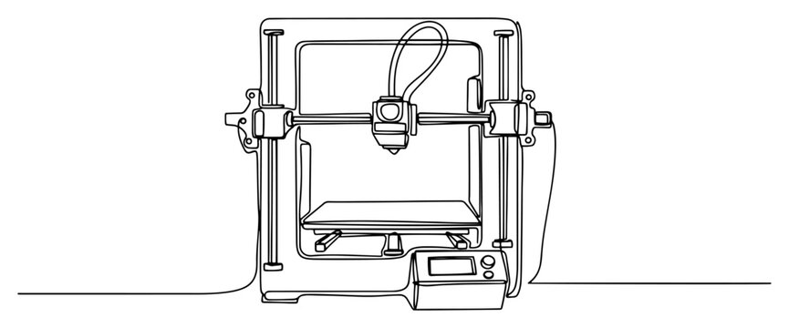 3D printer machine for additive manufacturing and prototyping in continuous line art style