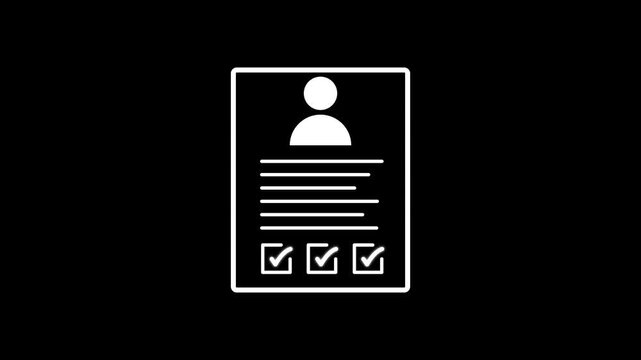 Parson verify icon animation .User profile with check mark. Profile verify account icon .Id card verified icon and user profile with a checkmark icon, 4k quality animation video.