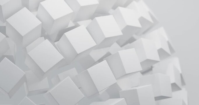 Abstract white cubes background looping 3d render animation