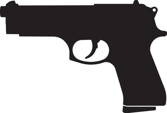 Handgun Silhouette Illustration Isolated on White Background