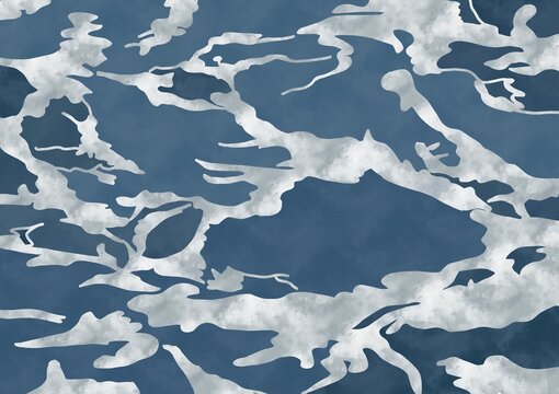 Abstract ocean waves and sea foam background with textured painted effect