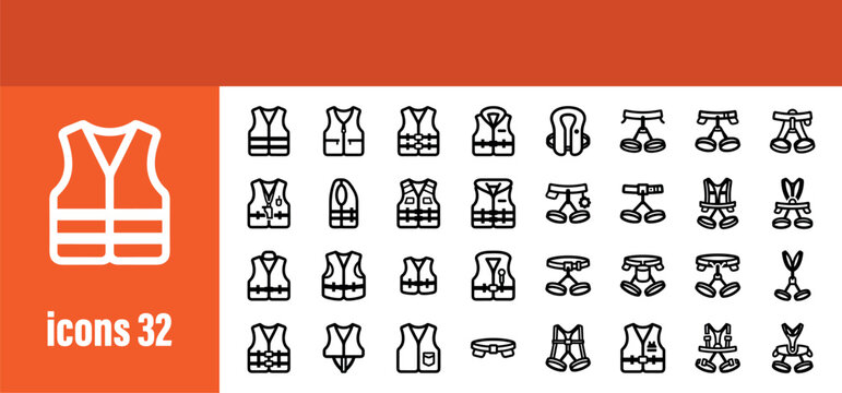 Life jacket and safety vest icons.