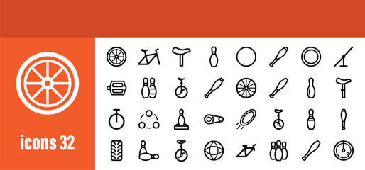 Circus, Fair, and Amusement Line Icons Set. Collection of Outline Symbols for Entertainment and Fun. © liubomir118809
