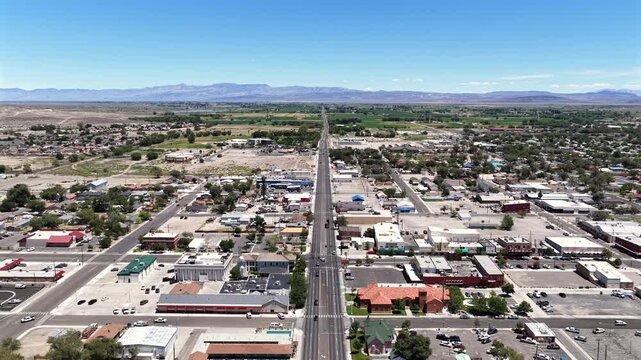 Fallon Nevada - High Aerial View of Highway 50 in Fallon NV Facing East Towards Utah etc 