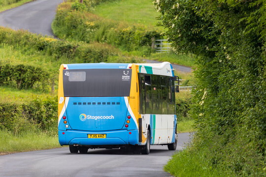 COYLTON, UK - JUNE 07, 2025: Stagecoach bus on rural route 347
