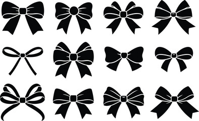 Fototapeta premium AdobBeautiful Black Ribbon Bow Vector Bundle for Greeting Cards Gift Wrapping and Holiday Decorations e Stock33eps.eps