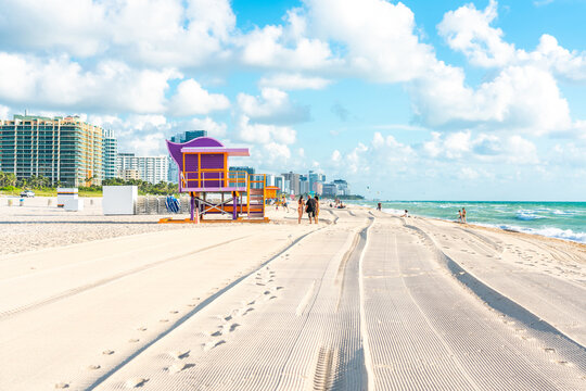 Colorful Lifeguard Tower in South Beach, Miami Beach, Florida