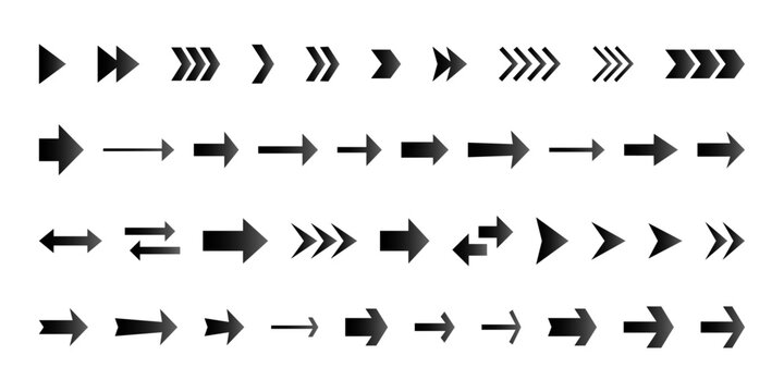  Arrow icon set in gradient style isolated on transparent background. Simple arrow collection. vector illustration.