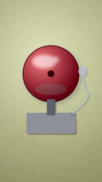 Red back to school ringing bell on yellow wall classroom loop