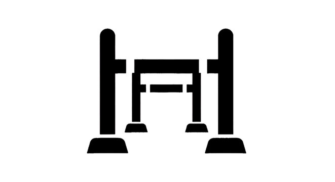 Minimal black silhouette icon, simple flat vector, bold black shape, no gradients, no shading icon of a portable pullup bar or calisthenics station for fitness training on a, flat icon style