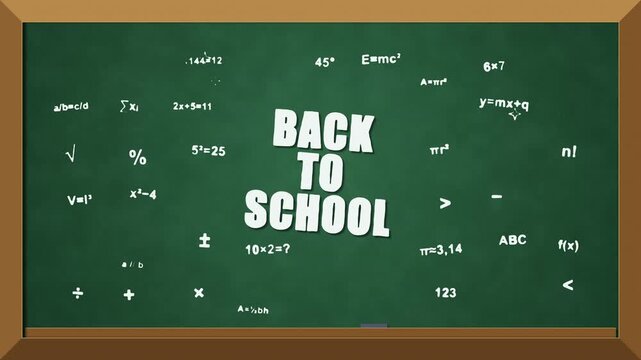 Back to school green chalkboard with hand drawn doodles