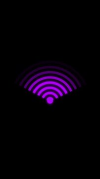 Digital Purple WiFi Connection Symbol Loop Animation. High quality 4k footage