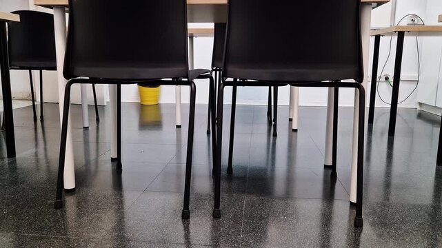 Empty small classroom for a small group of around twelve students in a modern language school