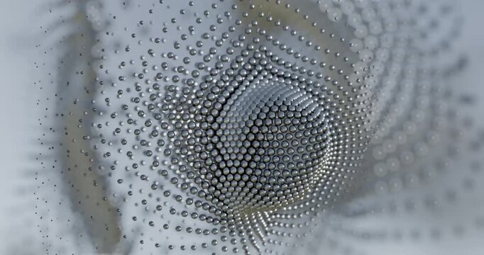 Abstract silver dot pattern close-up looping 3d render animation