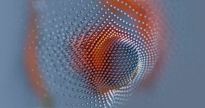 Abstract macro pattern with metallic beads looping 3d render animation