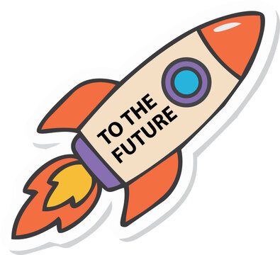 To the future rocket sticker for New Year 2027 celebration design
