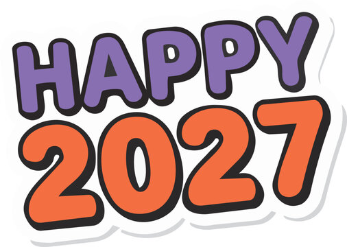 Happy 2027 colorful sticker lettering