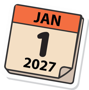January 1 2027 calendar sticker icon