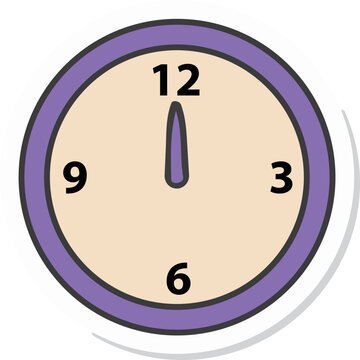 Round clock sticker icon for New Year countdown