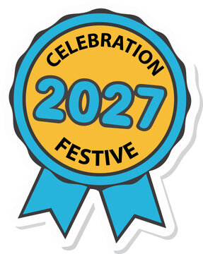 Celebration 2027 festive award badge sticker