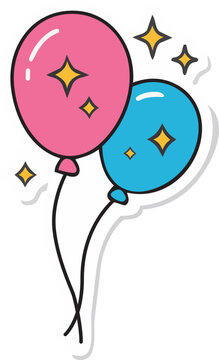 Festive balloons sticker icon for New Year celebration