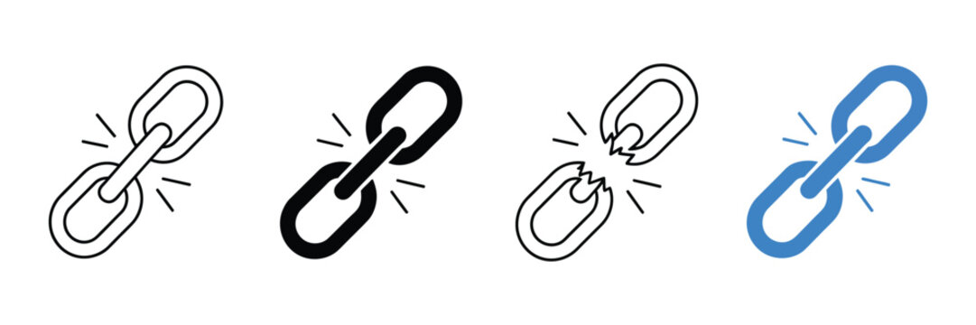 Broken chain link icons symbolizing connection loss and disconnection