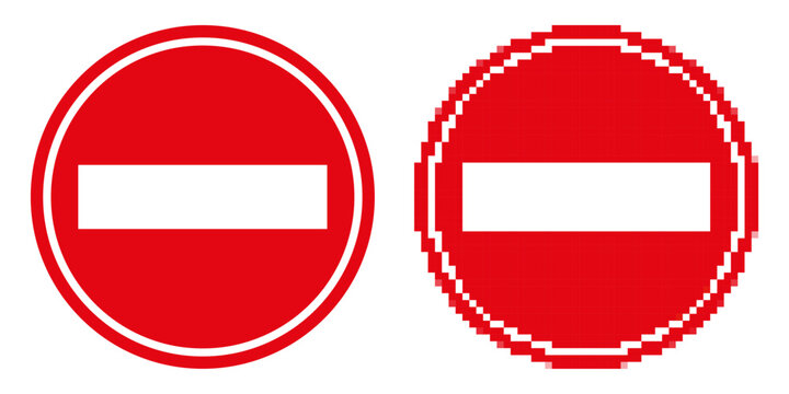Classic and Pixel No Entry Signs &mdash; Traffic Symbol Set