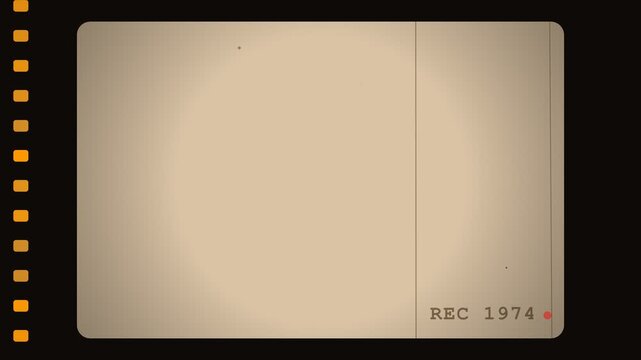 Vintage film frame with scratches dust particles and sprocket holes overlay for retro cinema look