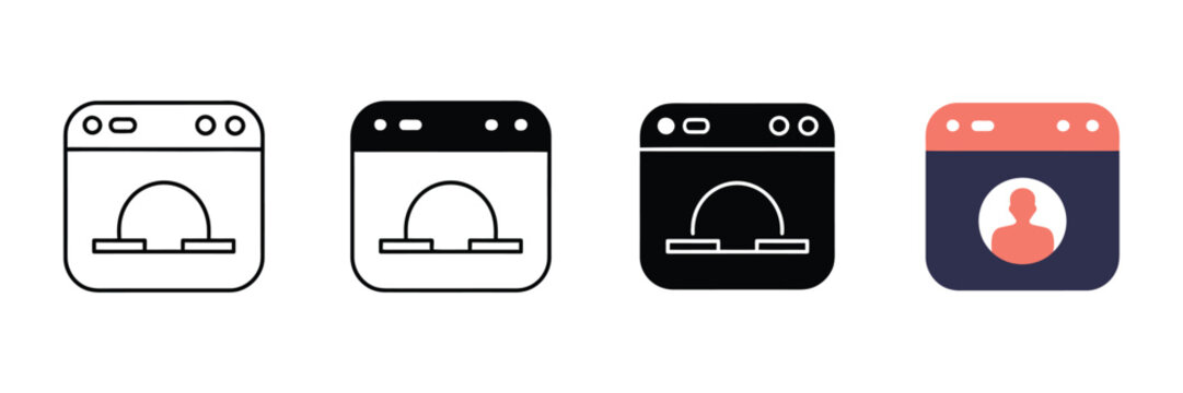 Collection of diverse interface icons representing web pages and user profiles