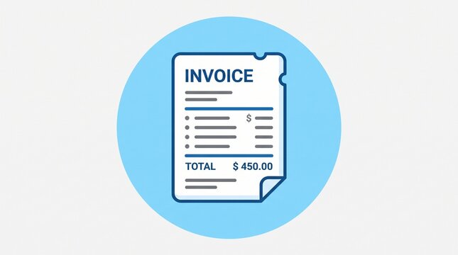 Invoice document with total amount of money
