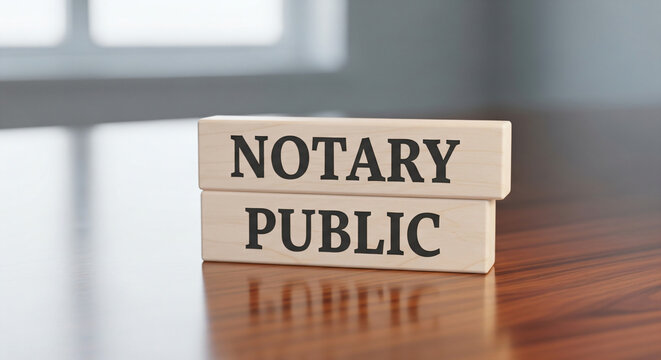 Notary Public Text On Wooden Blocks On Office Desk