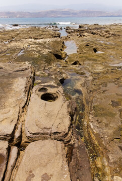 Exposed Intertidal Littoral Platform of Volcanic Hyaloclastite Tuff at Playa el Confital during low tide