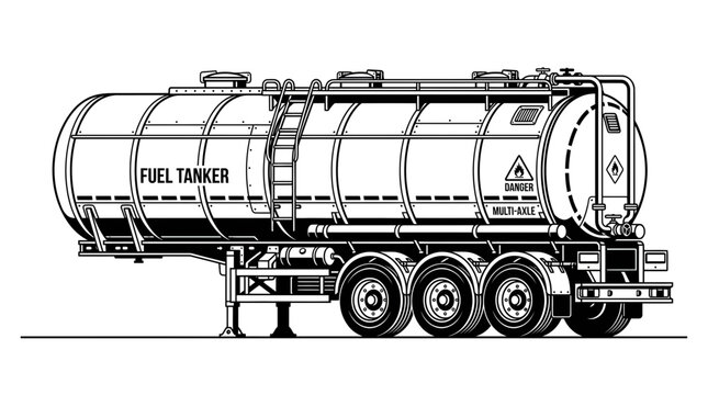 Fuel Tanker Truck Semi-Trailer - Industrial Transportation Vector