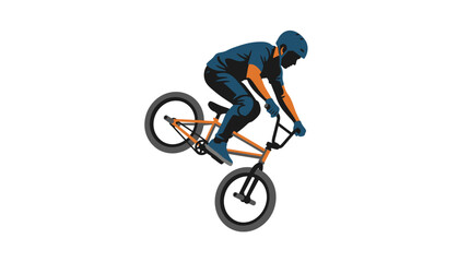 Obraz premium A male BMX rider performing a stunt jump on a bike.