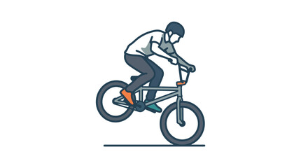 Obraz premium A stylized illustration of a young man performing a trick on a BMX bicycle.