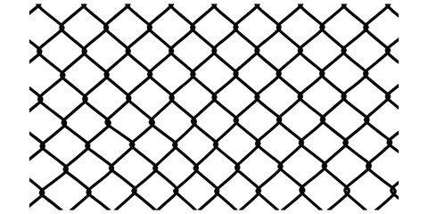 Fototapeta premium Black chain link fence on white background