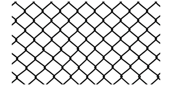 Black chain link fence on white background