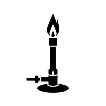 Laboratory Bunsen burner flame gas valve round base vector