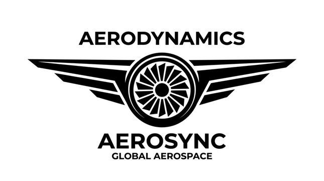 Aerosync global aerospace turbine engine wing logo design.
