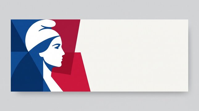 Stylized geometric illustration of Marianne representing the French Republic